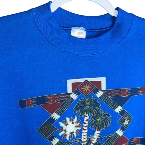froot of the loom xl blue south padre tx vintage usa short sleeve sweater - Picture 7 of 11